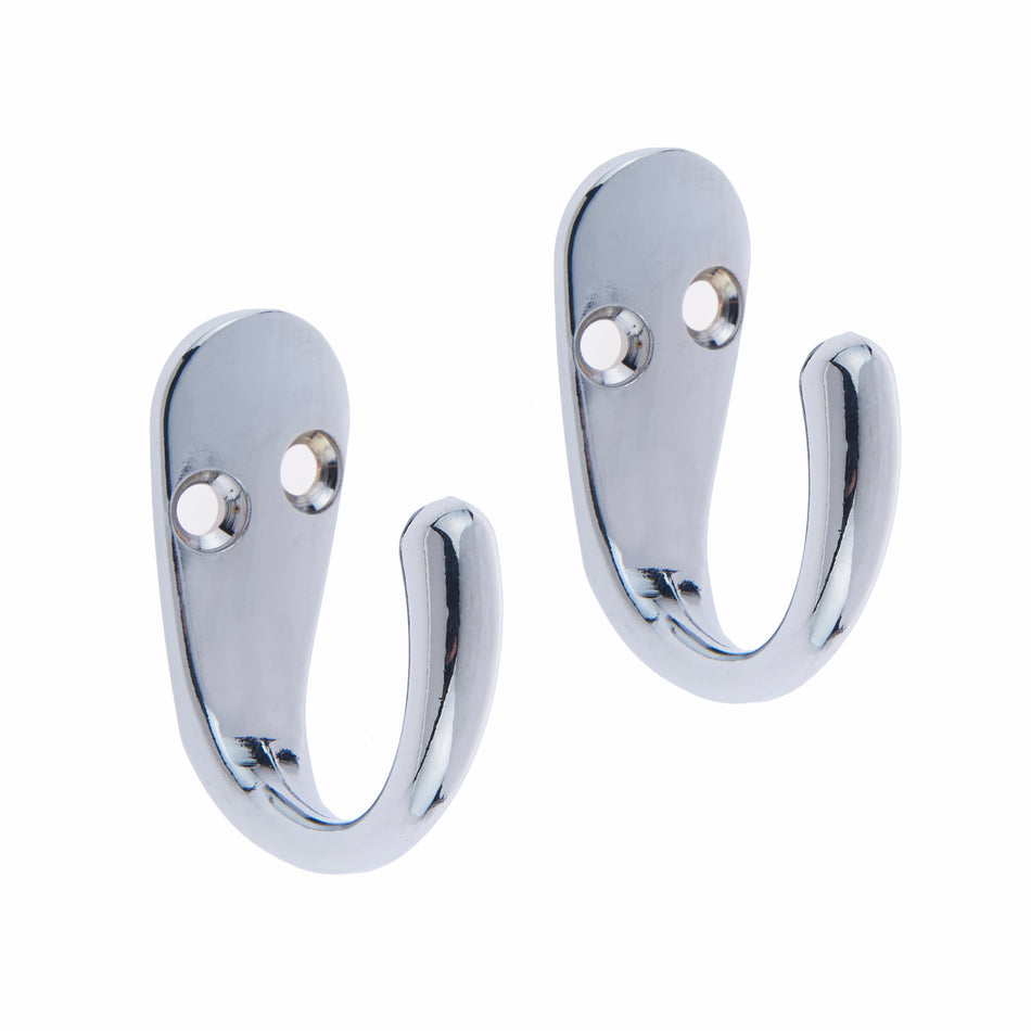 Robe Hook Single Chrome PK2