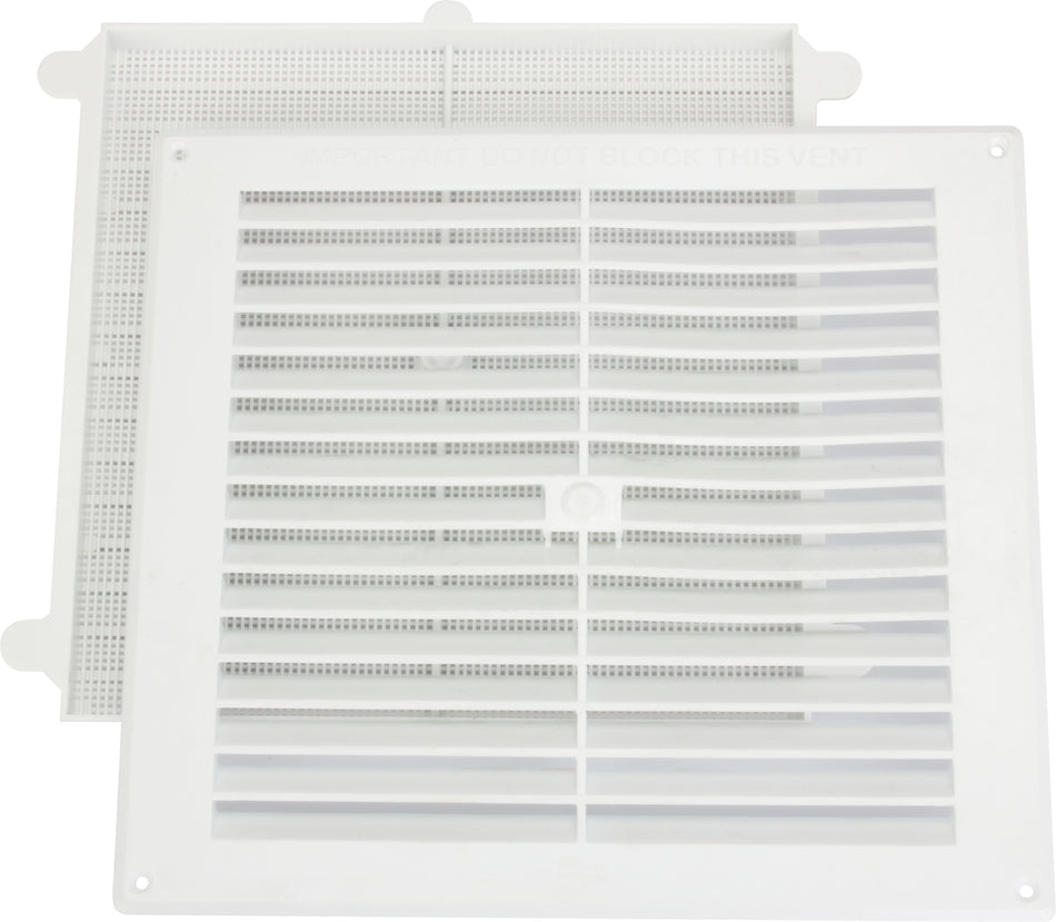 Vent - Louvred with Flyscreen 9x9" White (Plastic)