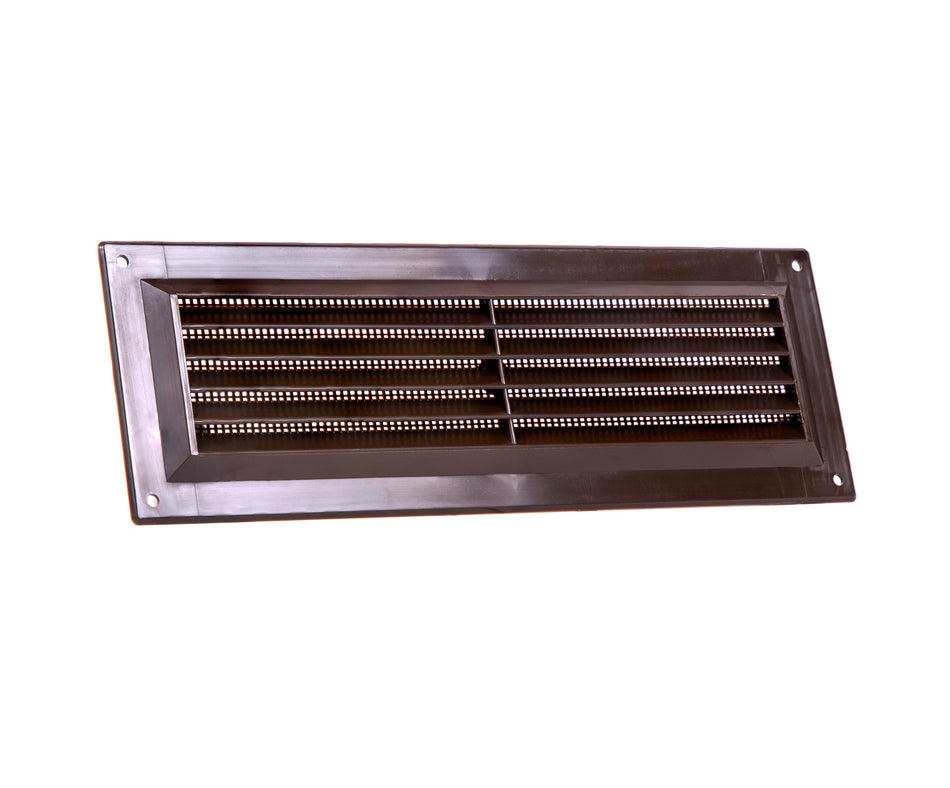 Vent -Louvred with F/Flyscreen Plastic 9x3" Brown