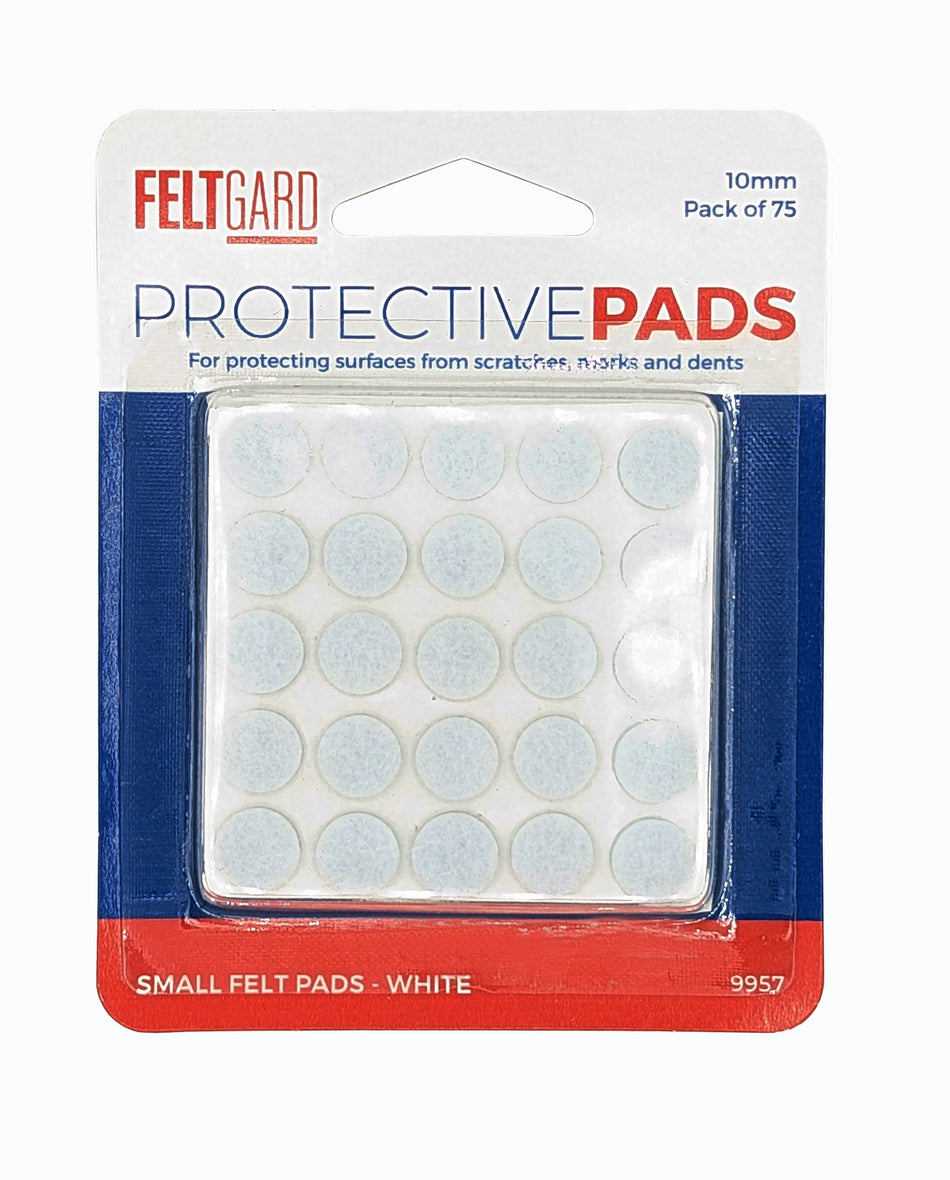 Felt Pads  -  Round 10mm (3/8") White PK75