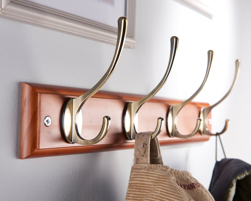 Keypak Coat rack -4 Vict. A/Brass on Oak FSC100%