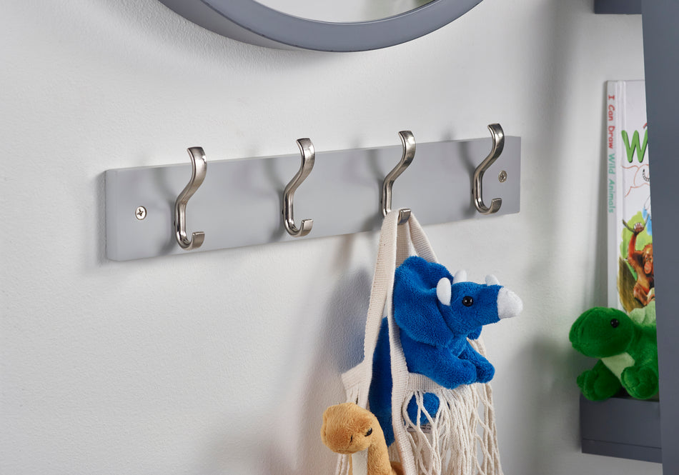 Coat Rack - 4 Basic Satin Nickel Hooks - FSC100%