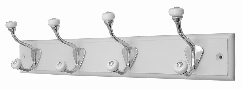 Keypak Coat rack -4 Cer. Tip Hooks on White