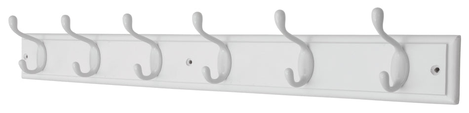 Keypak Coat Rack  -  6 Hooks on White Block FSC100%