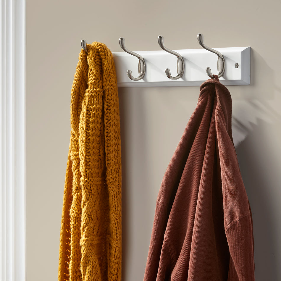 Keypak Coat rack -4 H&C S/Nickel on White FSC100%