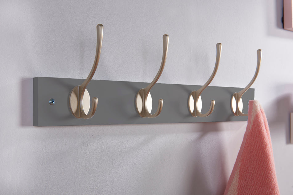 Coat Rack - 4 Victorian Style Hooks on Slate Grey Block