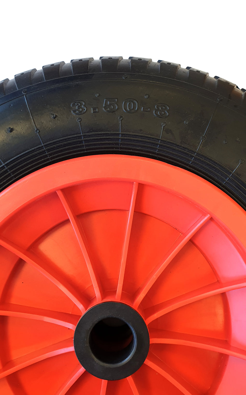 Pneumatic Wheelbarrow Wheel 350mm Red Plastic Hub