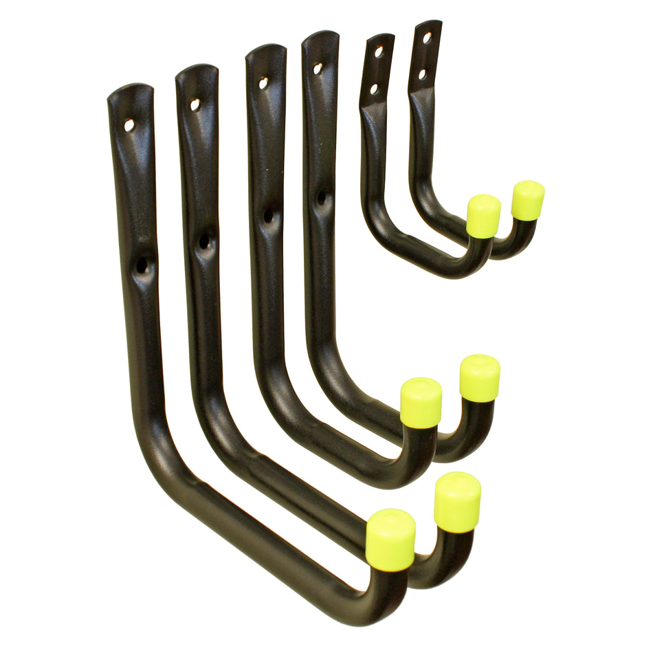 Universal Hook Set Black with Yellow End Caps PK6